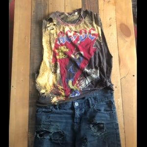 Vintage distressed AC/DC shirt